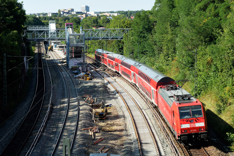 146 202 mit S-Bahnersatzzug bei km 14,2 (September 2021)