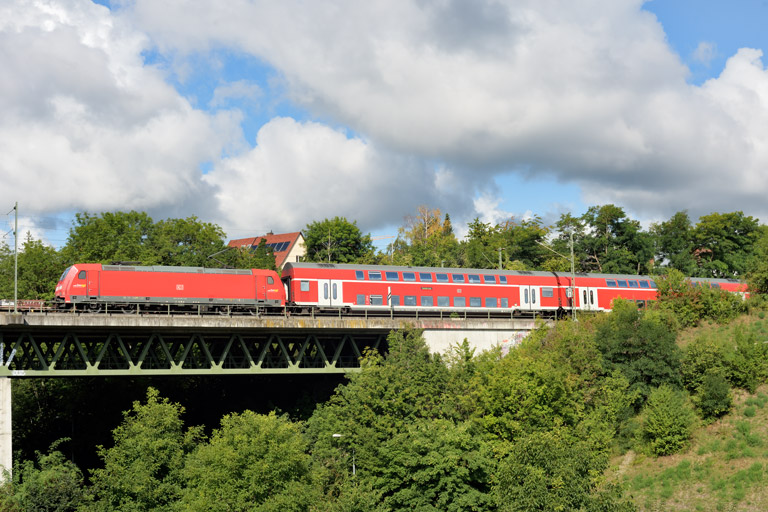 146 202 mit S-Bahnersatzzug bei km 14,6 (August 2021)