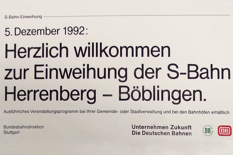 Verl&auml;ngerung der S1 nach Herrenberg (Dezember 1992)