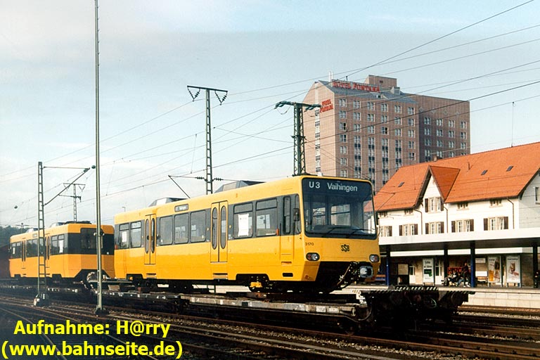 Stadtbahnverladung im Bahnhof Stuttgart-Vaihingen bei km 15,6 (1990er-Jahre)