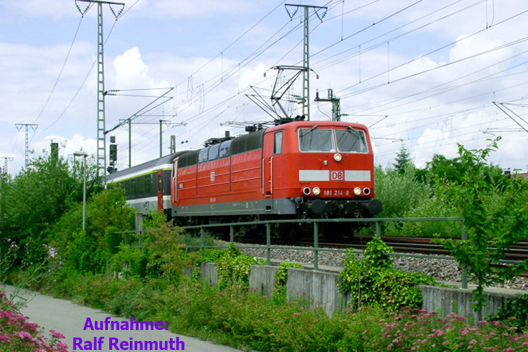 181 214 mit IC 381 bei km 16,8 (Juli 2005)