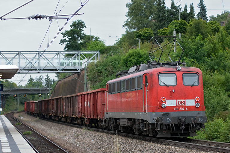 139 316 mit FZT 56173 bei km 14,2 (Juli 2008)