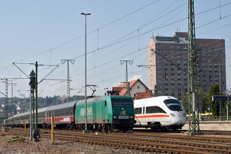 145 Cl-003 und Baureihe 411 als ICE 280 bei km 15,6 (September 2008)