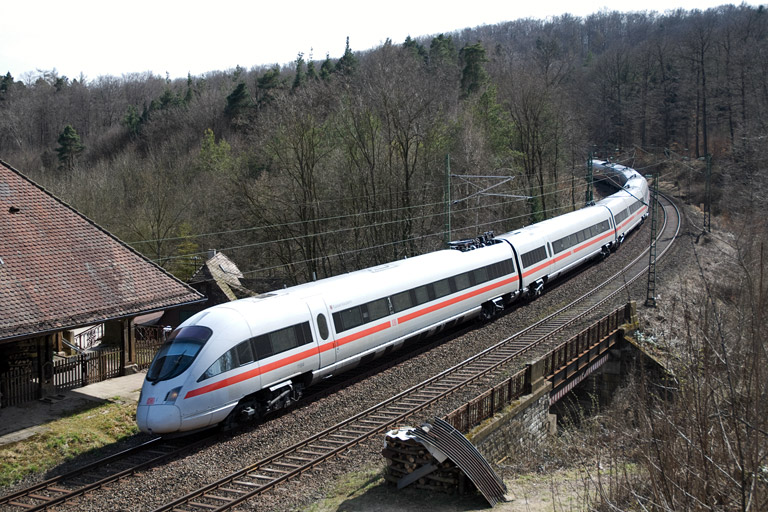 Baureihe 411 als ICE 186 bei km 11,2 (M&auml;rz 2008)