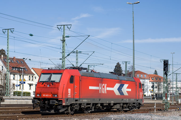 HGK 185 603 bei km 15,6 (Februar 2009)