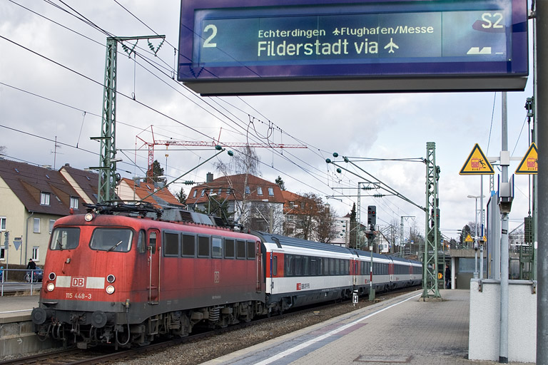 115 448 mit IC 187 bei km 15,6 (Februar 2012)