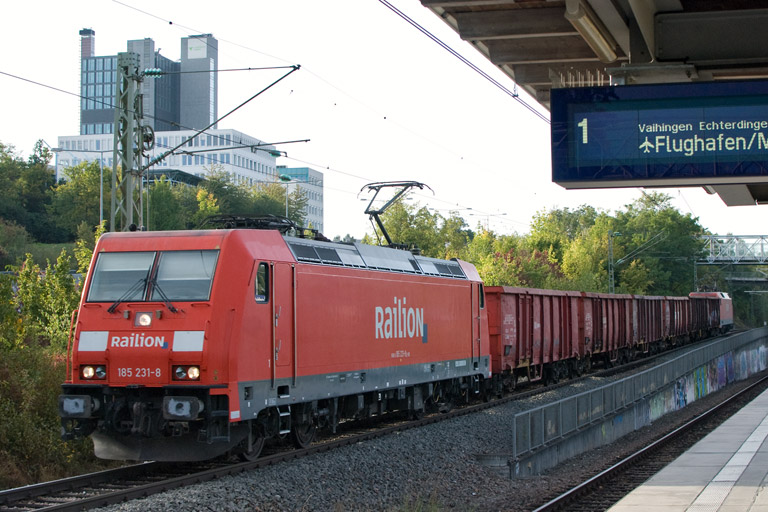 185 231 mit EK 56173 bei km 14,2 (September 2012)