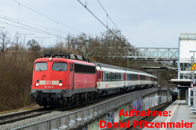 110 410 mit IC 185 bei km 14,2 (Januar 2013)