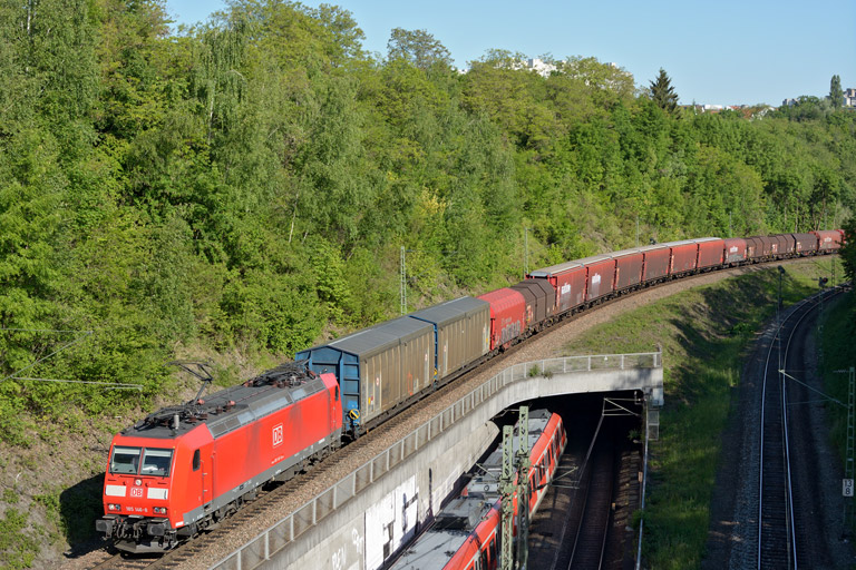 185 146 mit EK 56171 bei km 13,8 (Juni 2013)