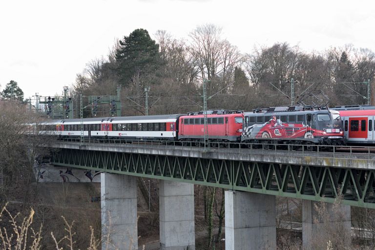 115 509 und 115 198 mit IC 186 bei km 14,6 (M&auml;rz 2015)