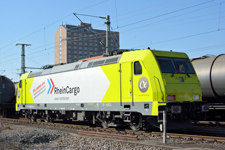 119 008 bei km 15,6 (Februar 2017)