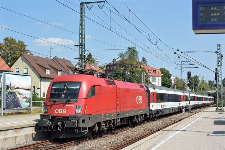 &Ouml;BB 1016 002 mit IC 187 bei km 15,6 (August 2018)