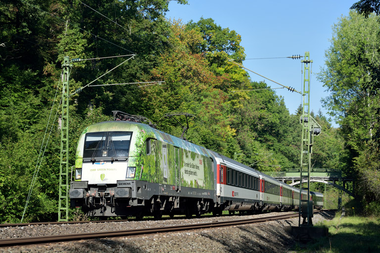 &Ouml;BB 1016 023 mit IC 185 bei km 11,8 (September 2018)