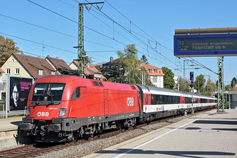 &Ouml;BB 1016 032 mit IC 187 bei km 15,6 (September 2018)