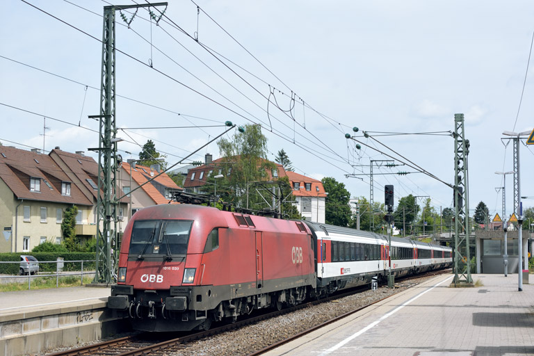 &Ouml;BB 1016 039 mit IC 187 bei km 15,6 (Juni 2018)