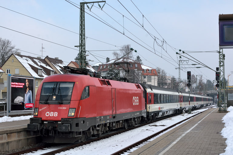 &Ouml;BB 1116 056 mit IC 187 bei km 15,6 (Februar 2018)