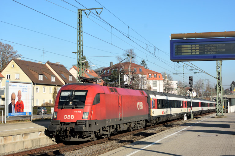 &Ouml;BB 1116 059 mit IC 187 bei km 15,6 (Dezember 2018)