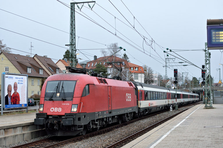 &Ouml;BB 1116 076 mit IC 187 bei km 15,6 (Dezember 2018)