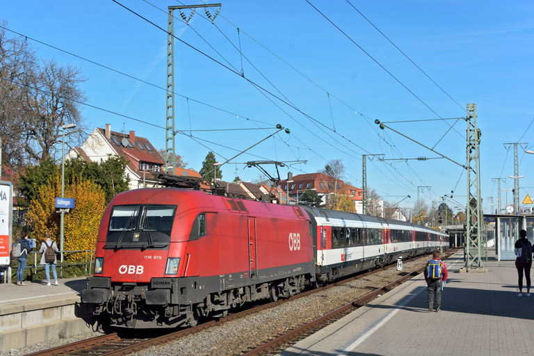 &Ouml;BB 1116 079 mit IC 187 bei km 15,6 (November 2018)