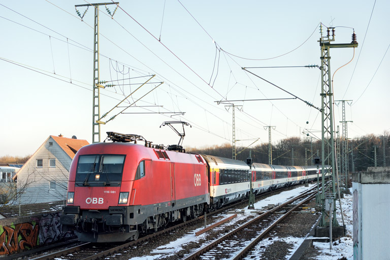 &Ouml;BB 1116 081 mit IC 186 bei km 16,8 (Februar 2018)