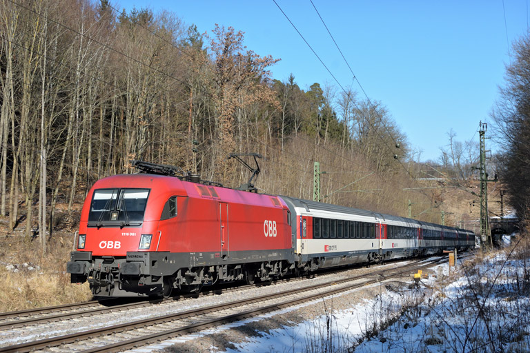 &Ouml;BB 1116 081 mit IC 189 bei km 18,2 (Februar 2018)