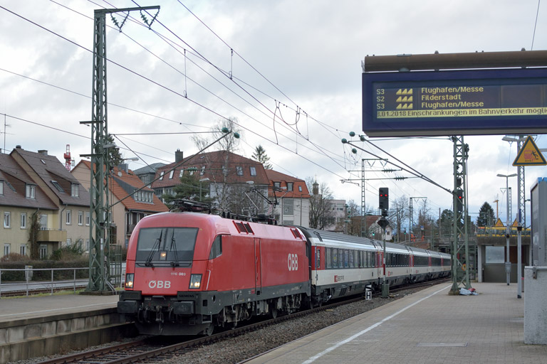 &Ouml;BB 1116 089 mit IC 187 bei km 15,6 (Januar 2018)