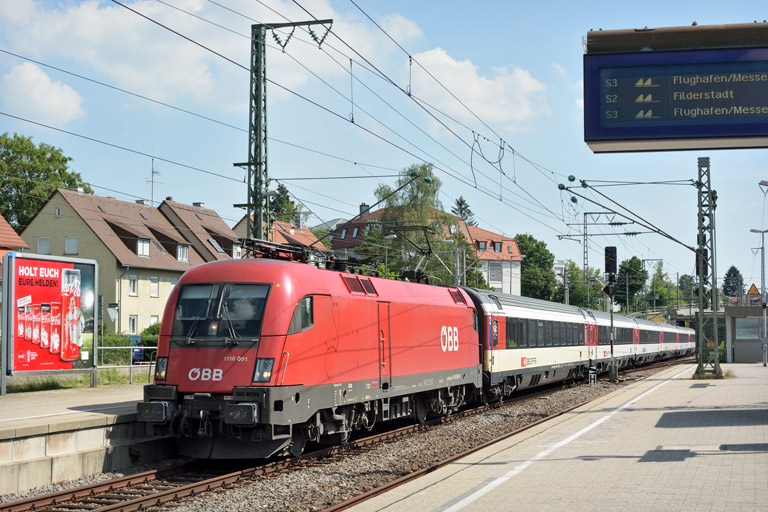 &Ouml;BB 1116 091 mit IC 185 bei km 15,6 (Juni 2018)