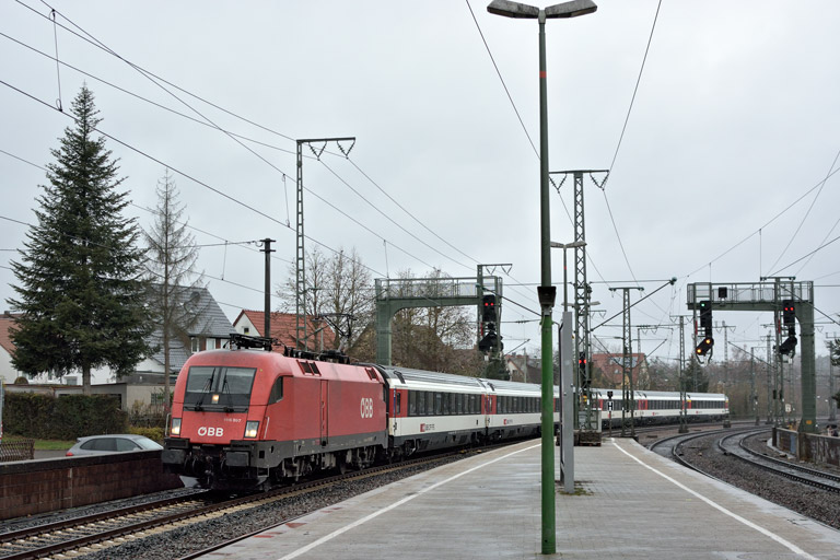 &Ouml;BB 1116 097 mit IC 187 bei km 16,6 (Dezember 2018)