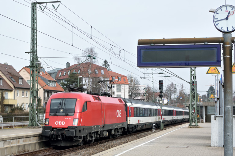 &Ouml;BB 1116 102 mit IC 187 bei km 15,6 (M&auml;rz 2018)