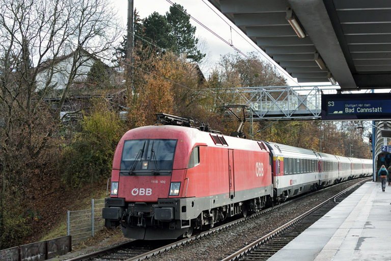&Ouml;BB 1116 102 mit IC 282 bei km 14,4 (November 2018)