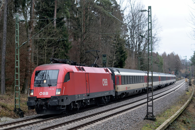 &Ouml;BB 1116 116 mit IC 189 bei km 18,6 (Dezember 2018)