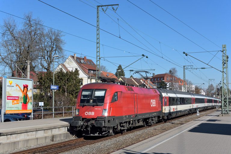 &Ouml;BB 1116 124 mit IC 187 bei km 15,6 (Februar 2018)
