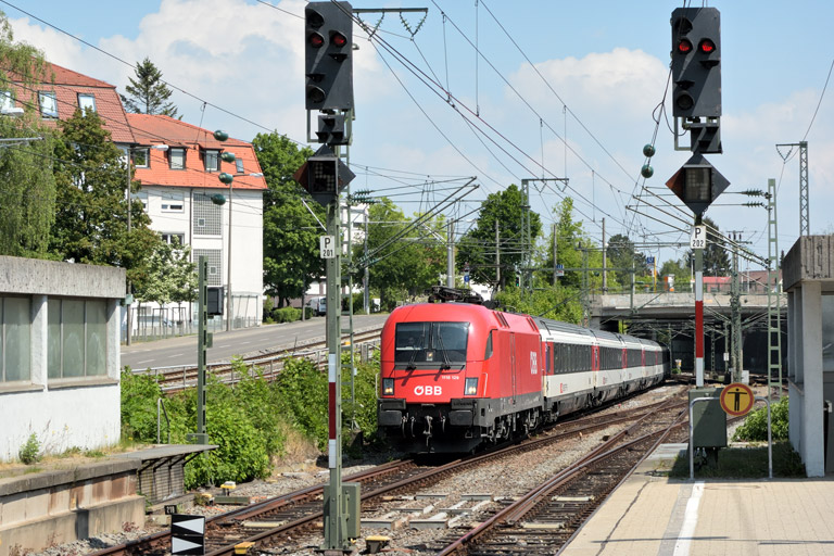 &Ouml;BB 1116 129 mit IC 187 bei km 15,4 (Mai 2018)