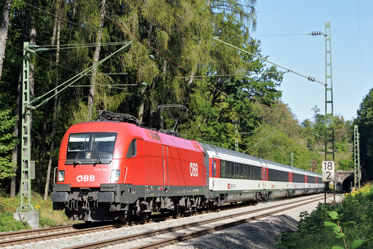 &Ouml;BB 1116 135 mit IC 189 bei km 18,2 (September 2018)