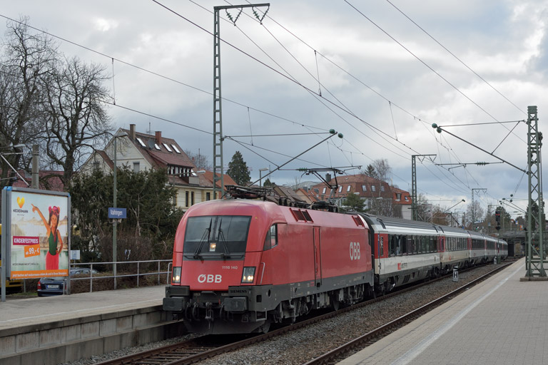 &Ouml;BB 1116 140 mit IC 187 bei km 15,6 (Januar 2018)