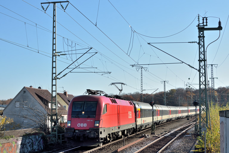 &Ouml;BB 1116 143 mit IC 280 bei km 16,8 (November 2018)