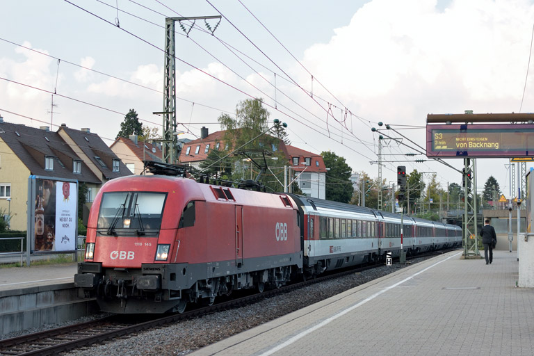 &Ouml;BB 1116 145 mit IC 283 bei km 15,6 (September 2018)