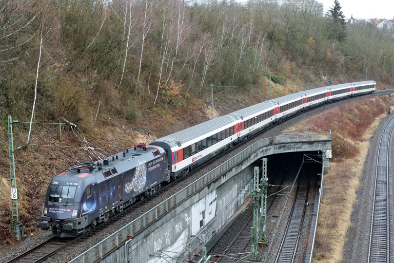 &Ouml;BB 1116 158 mit IC 187 bei km 13,8 (M&auml;rz 2018)