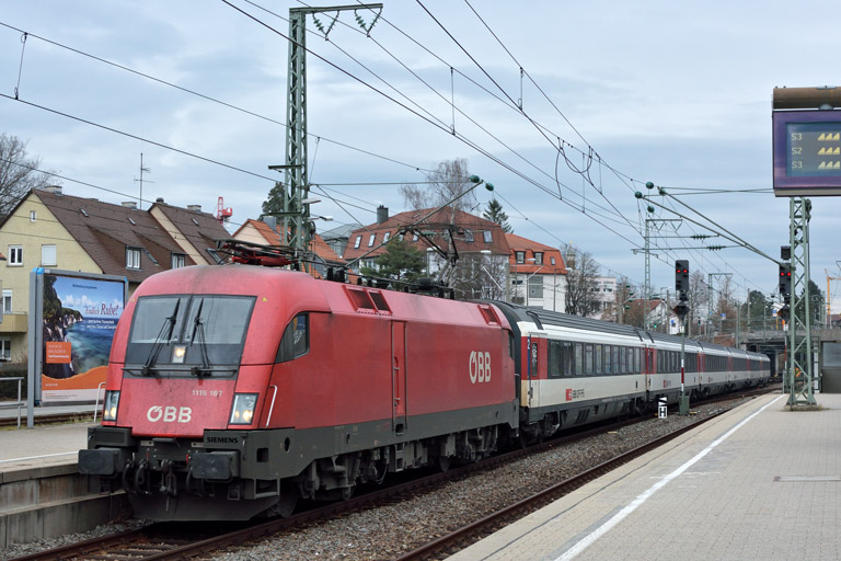 &Ouml;BB 1116 167 mit IC 187 bei km 15,6 (Januar 2018)