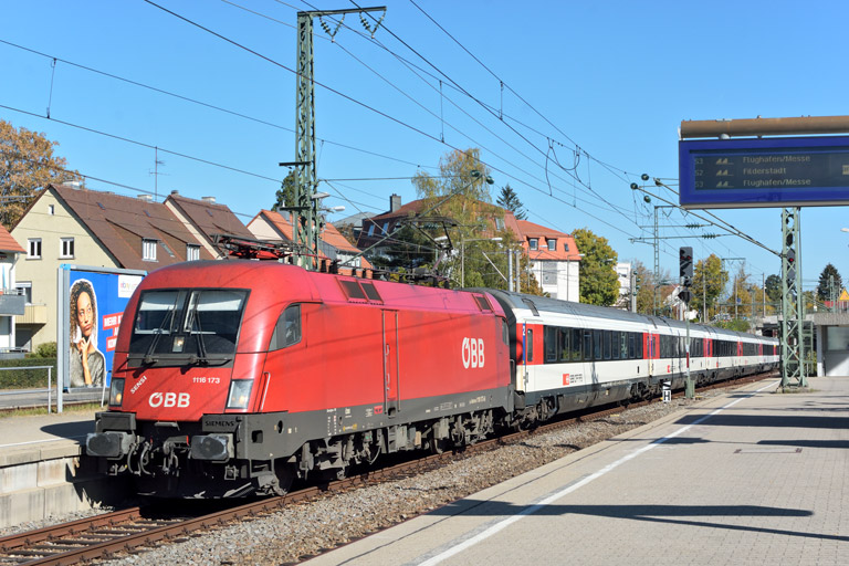 &Ouml;BB 1116 173 mit IC 187 bei km 15,6 (Oktober 2018)