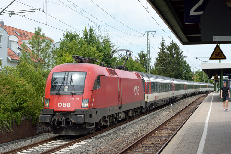&Ouml;BB 1116 176 mit IC 187 bei km 16,8 (Juli 2018)