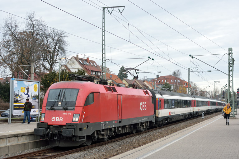 &Ouml;BB 1116 179 mit IC 187 bei km 15,6 (November 2018)