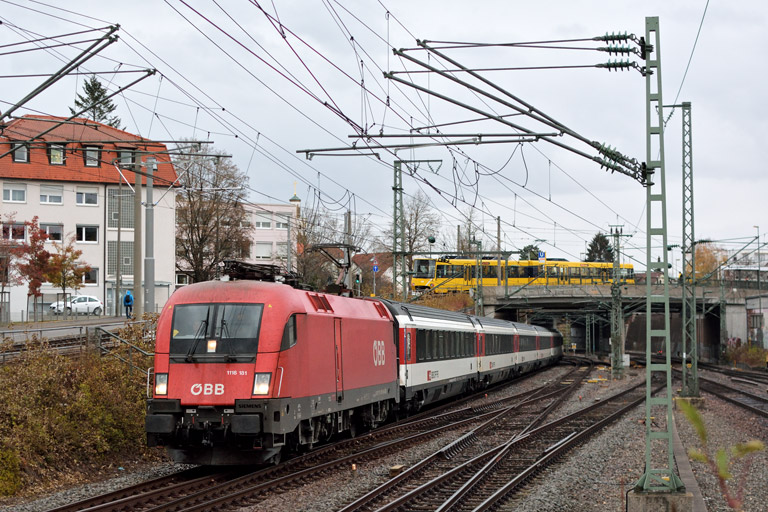 &Ouml;BB 1116 181 mit IC 183 bei km 15,4 (November 2018)