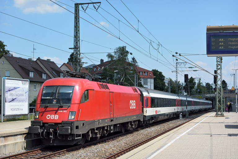 &Ouml;BB 1116 193 mit IC 187 bei km 15,6 (Juli 2018)