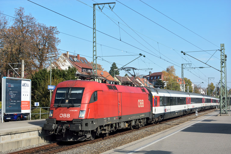 &Ouml;BB 1116 263 mit IC 187 bei km 15,6 (Oktober 2018)