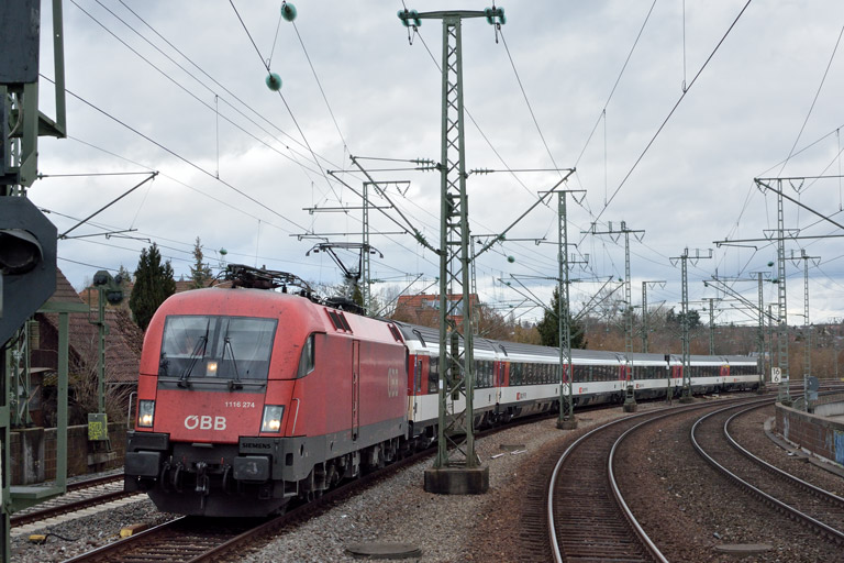 &Ouml;BB 1116 274 mit IC 187 bei km 16,6 (M&auml;rz 2018)