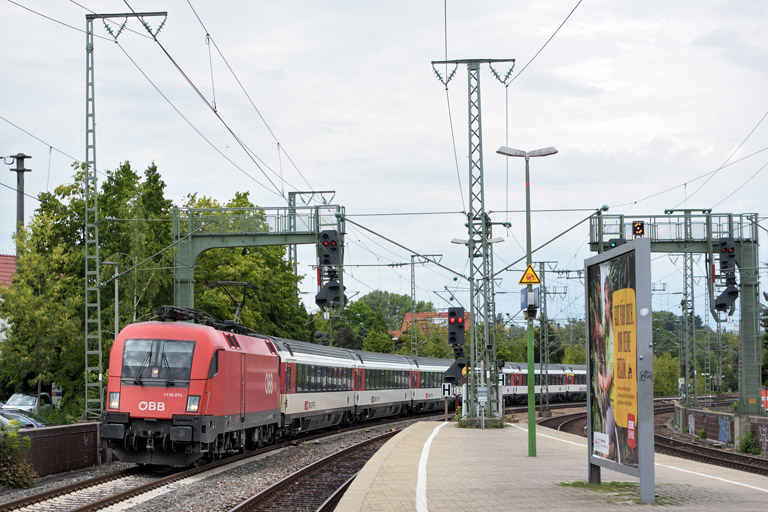 &Ouml;BB 1116 274 mit IC 281 bei km 16,6 (August 2018)