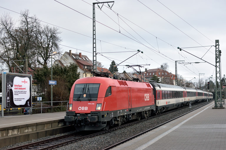 &Ouml;BB 1116 278 mit IC 185 bei km 15,6 (Dezember 2018)
