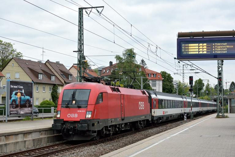 &Ouml;BB 1016 017 mit IC 283 bei km 15,6 (Mai 2019)