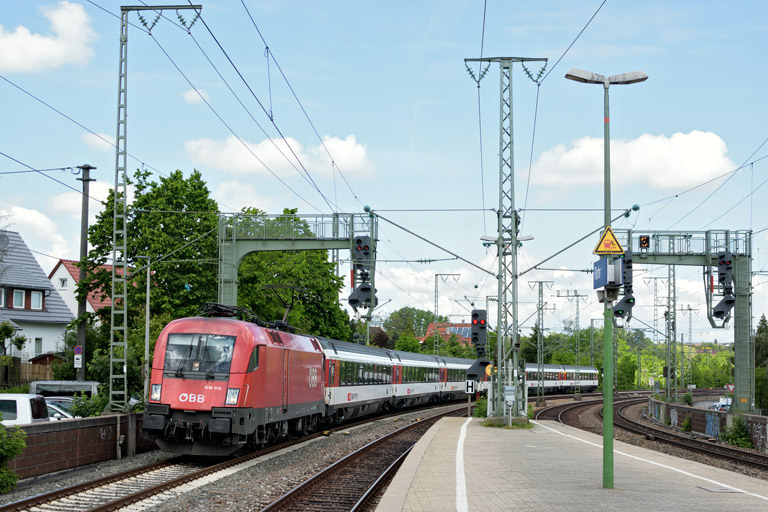 &Ouml;BB 1016 019 mit IC 187 bei km 16,6 (Mai 2019)